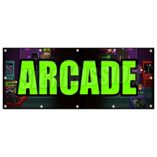 ARCADE BANNER SIGN video pinball skeeball bowling games shooting play